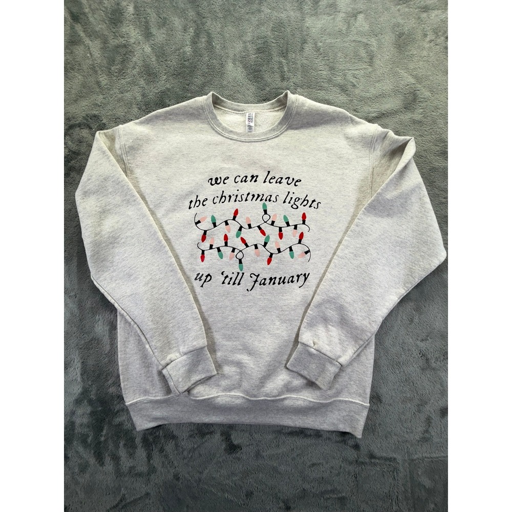 Jerzees Nublend Gray Christmas Lights Taylor Swift Lover Lyrics Sweatshirt M
